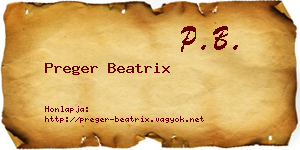 Preger Beatrix névjegykártya